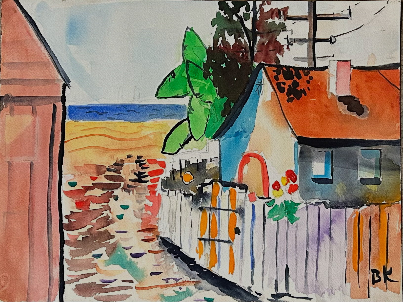 "Beach Cottage" -- 12" x 16"