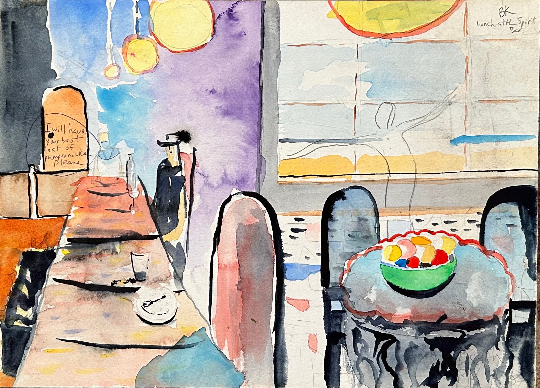 "Lunch at the Spirit Bar" -- 11" x 15"